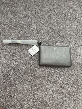 Coach Metallic Silver Zip Wristlet